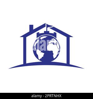 „Castle Globe“-Vektorlogo. Einzigartige Designvorlage für das Logo „Festung und Globe“. Stock Vektor