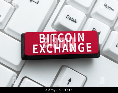 Textunterschrift das Internet Concept präsentiert Bitcoin Exchange und kombiniert traditionelle Unterrichtsstunden mit Online-Unterricht zum Tippen Programmcode-Skript, Abs. Stockfoto
