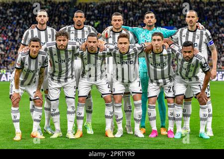 Mailand, Italien. 26. April 2023. Der Start-11 von Juventus für das Coppa Italia Halbfinale zwischen Inter und Juventus in Giuseppe Meazza in Mailand. (Foto: Gonzales Photo/Alamy Live News Stockfoto