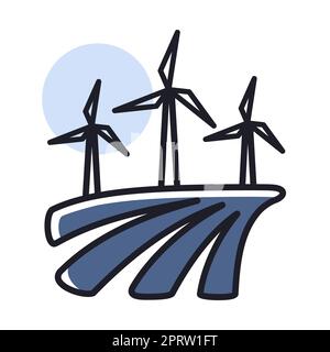 Symbol „Windmühle auf dem Feld isoliert“ Stock Vektor