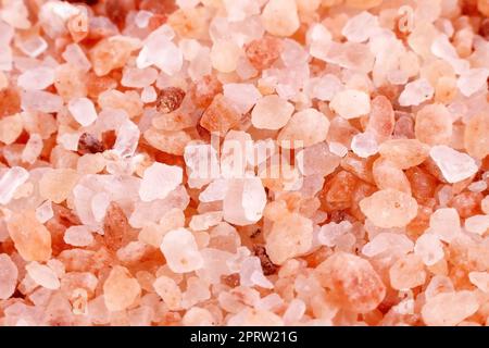 Pink Himalaya Salzkristalle Struktur Nahaufnahme. Stockfoto