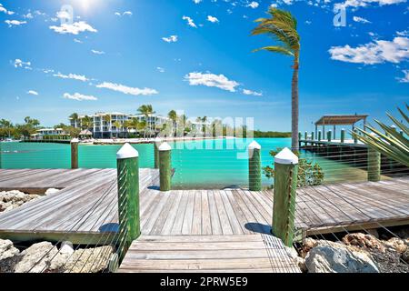 Idyllische türkisfarbene Bucht in Islamorada auf den Florida Keys Stockfoto