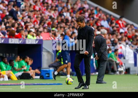 Madrid, Spanien. 26. April 2023. MADRID, SPANIEN - 26. APRIL: Diego Simeone während des Spiels La Liga zwischen Atletico de Madrid und RCD Mallorca im Estadio Civitas Metropolitano am 26. April 2023 in Madrid, Spanien (Kreditbild: © Apo Caballero/DAX via ZUMA Press Wire) NUR REDAKTIONELLE VERWENDUNG! Nicht für den kommerziellen GEBRAUCH! Stockfoto