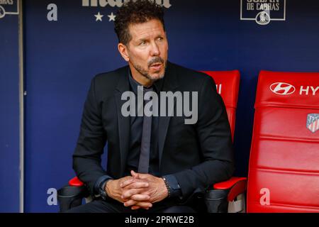 Madrid, Spanien. 26. April 2023. MADRID, SPANIEN - 26. APRIL: Diego Simeone während des Spiels La Liga zwischen Atletico de Madrid und RCD Mallorca im Estadio Civitas Metropolitano am 26. April 2023 in Madrid, Spanien (Kreditbild: © Apo Caballero/DAX via ZUMA Press Wire) NUR REDAKTIONELLE VERWENDUNG! Nicht für den kommerziellen GEBRAUCH! Stockfoto