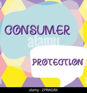 Schreiben Anzeigetext VerbraucherschutzFair Trade Gesetze zur Gewährleistung des Verbraucherrechts, Unternehmensübersicht Fair Trade Gesetze zur Gewährleistung des Verbrauchers Stockfoto