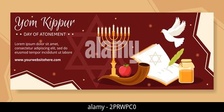 Yom Kippur Day-Fest Cover-Vorlage Handgezeichnete Cartoon Flache Illustration Stockfoto