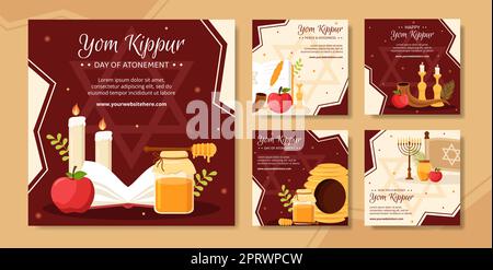 Yom Kippur Day-Fest Social Media Post Template Handgezeichnete Cartoon Flache Illustration Stockfoto