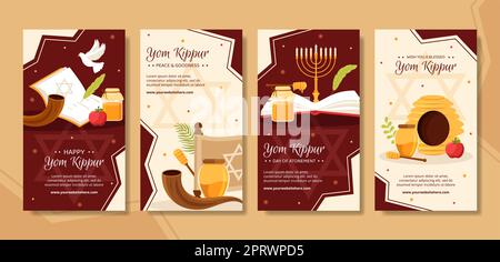 Yom Kippur Day-Fest Social Media Stories Vorlage Handgezeichnete Cartoon Flache Illustration Stockfoto