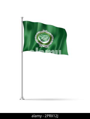 Flagge der Arabischen Liga, Abbildung 3D, isoliert auf Weiß Stockfoto