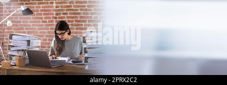 Geschäftsfrau, Arbeiten im Büro Stockfoto