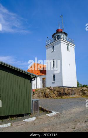 Hammer Odde Lighthouse an der nördlichen Spitze der Insel Bornholm, Dänemark, Skandinavien, Europa. Stockfoto