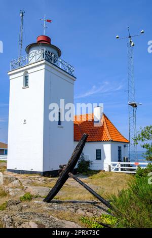 Hammer Odde Lighthouse an der nördlichen Spitze der Insel Bornholm, Dänemark, Skandinavien, Europa. Stockfoto