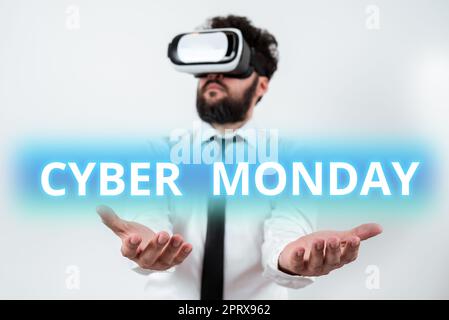 Schreiben Anzeige Text Cyber Monday, Business Idea Marketing Begriff für Montag nach Danksagefeiertag in den USA Stockfoto