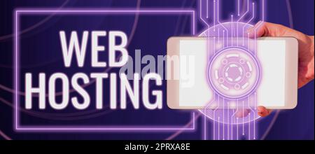 Sign Display Web Hosting, Business Overview Business ermöglicht den Zugriff auf einen Server, um Daten auf einer Website zu speichern Stockfoto