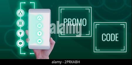 Handschriftentext Promo-Code, Business Concept digitale Zahlen, die Ihnen einen guten Rabatt auf bestimmte Produkte Stockfoto