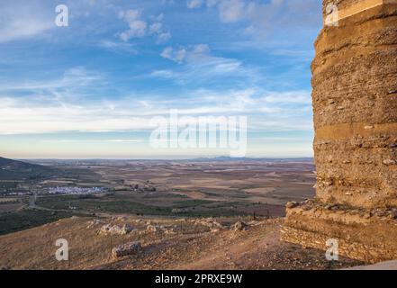 Casa de Reina aus der Vogelperspektive von der muslimischen Zitadelle, Badajoz, Extremadura, Spanien Stockfoto