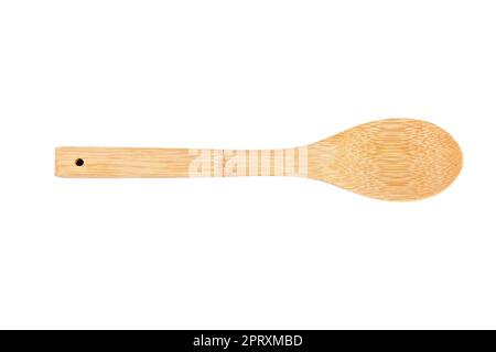 Holzlöffel zum Kochen isoliert auf weißem Hintergrund. Stockfoto