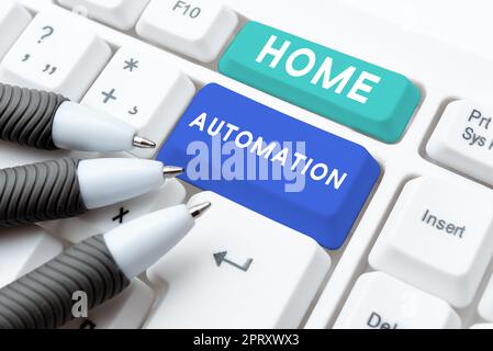 Schreiben Anzeige Text Home Automation, Word geschrieben über die Überwachung der elektrischen Aktivität des Hauses mit Technologie Stockfoto