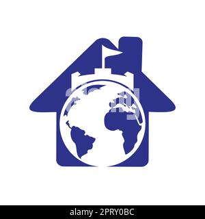 „Castle Globe“-Vektorlogo. Einzigartige Designvorlage für das Logo „Festung und Globe“. Stock Vektor