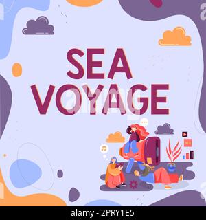 Konzeptionelle Bildunterschrift Sea Voyage, Internet-Konzept Reiten auf dem Boot durch Ozeane in der Regel für Küstenländer Stockfoto