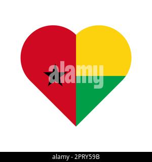 Guinea-Bissau-Flaggenherz auf weißem Hintergrund Stock Vektor