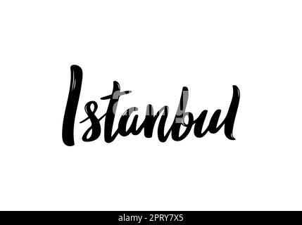 Istanbul-Schriftzug. Handgeschriebener Stadtname. Vektordesignvorlage. Stockfoto