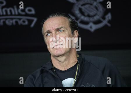 Sao Paulo, Brasilien, 26. April 2023. Cuca, Manager der Corinthians, während des Spiels zwischen Corinthians und Remo für den Brasilien Cup 2023 im Arena Corinthians Stadium am 26. April in Sao Paulo. Foto: Wanderson Oliveira/DiaEsportivo/Alamy Live News Stockfoto