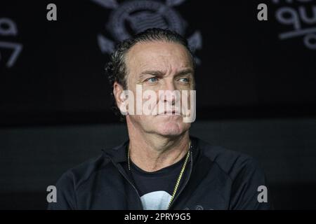 Sao Paulo, Brasilien, 26. April 2023. Cuca, Manager der Corinthians, während des Spiels zwischen Corinthians und Remo für den Brasilien Cup 2023 im Arena Corinthians Stadium am 26. April in Sao Paulo. Foto: Wanderson Oliveira/DiaEsportivo/Alamy Live News Stockfoto