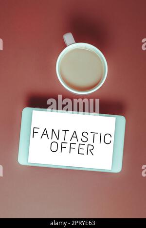 Textschild mit fantastischem Angebot, Geschäftsidee eine Marketingstrategie, die hilft, mehr Kunden zu fesseln Stockfoto