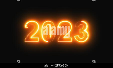 2023 Neon-Text. Computer erzeugt 3D Rendering Stockfoto