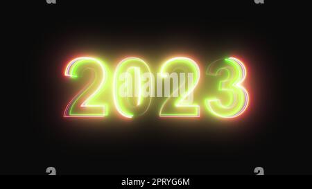 2023 Neon-Text. Computer erzeugt 3D Rendering Stockfoto