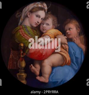 Madonna della Seggiola, Madonna della Sedia, Madonna des Lehrstuhls, Raphael, 1514, Galerie Palatina, Palazzo Pitti, Palazzo Pitti, Florenz,Toskana, Es Stockfoto