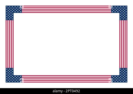 Amerikanisches Flaggenmotiv, rechteckiger Rahmen mit Sternen- und Streifenmuster Stock Vektor