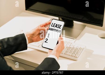 Konzeptionelle Darstellung Leasingvertrag zu den Bedingungen einer Partei vereinbart Miete, Geschäftskonzept Vertrag zu den Bedingungen einer Partei vereinbart Stockfoto