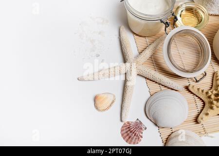 Spa-Themenobjekte. Schönheitsbedrohung Konzept. Platz für Text kopieren. Stockfoto