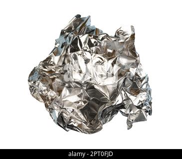 Eine zerknitterte Aluminiumfolie auf transparentem Hintergrund Stockfoto