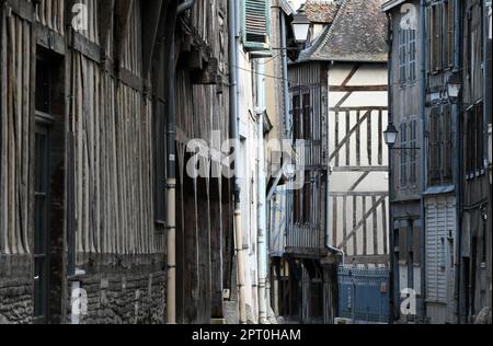 Alte Fachwerkhäuser in Troyes, Frankreich Stockfoto