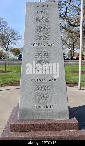 Weltkrieg 1, Koreakrieg und Vietnam war Memorial im Lakewood Park in Lakewood, Ohio Stockfoto