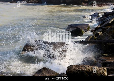 Die Küste am Lake Erie im Lakewood Park westlich der Stadt Cleveland, Ohio Stockfoto