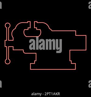 Neon Schraubstock Schraubstock Reparaturklemme rot Vektorfarbe Abbildung flach Stock Vektor