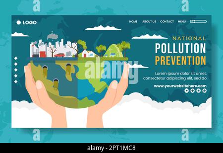 National Pollution Prevention Day Landing Page Flat Cartoon Handgezeichnete Vorlagen Illustration Stock Vektor