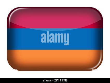 Eine rechteckige Schaltfläche mit einem Armenia-Websymbol und einer Darstellung des Beschneidungspfades 3D Stockfoto