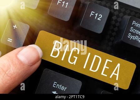 Schreiben Anzeige Text große Idee, konzeptuelle Foto mit großen kreativen Innovation Lösung oder Art zu denken Stockfoto