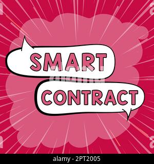 Konzeptunterschrift Smart Contract, Geschäftsübersicht Digitale Vereinbarung zur Kontrolle des Transfers digitaler Währungen Stockfoto