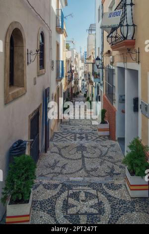 Kleine und charmante Altstadt, Labyrinth aus Straßen und Treppen die Geschichte der Stadt Calpe und ihrer schönsten Ecken, Alicante, Spanien, Europa Stockfoto