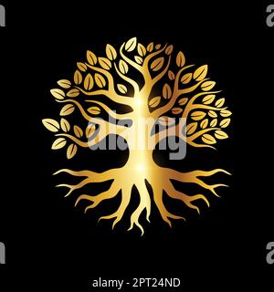 Goldenes Luxus-Baumvektorsymbol Stock Vektor