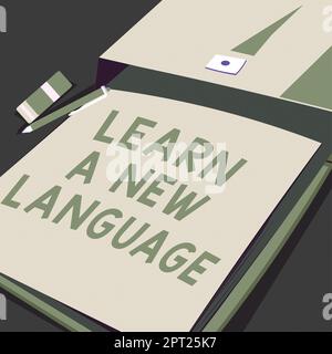 Schreiben Text anzeigen Lernen Sie Eine neue Sprache, Business Concept Lernen Sie andere Wörter als die Muttersprache Stockfoto