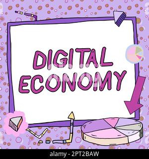 Text mit Inspiration Digitale Wirtschaft, Geschäftskonzept Fortschritt der Wirtschaft mit moderner Technologie Stockfoto