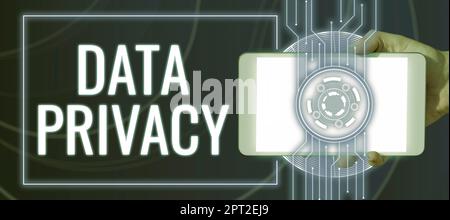 Textüberschrift mit Angaben zum Datenschutz, zur konzeptionellen Foto-Internet-Sicherheit und zum digitalen Schutz der Website oder der Landing-Homepage Stockfoto