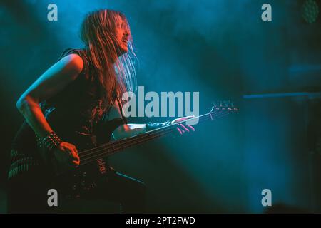 Tilburg, Niederlande. 23., 2023. April. Der dänische Black Metal ACT Afsky führt während des niederländischen Musikfestivals Roadburn Festival 2023 in Tilburg ein Live-Konzert auf. (Foto: Gonzales Photo - Peter Troest). Stockfoto